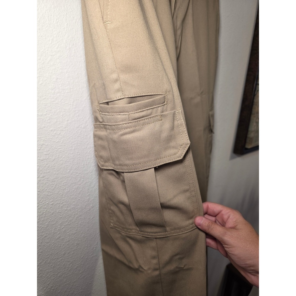 Dickies Flex Regular Fit Straight Leg Cargo Pants Mens 32x30 Khaki Workwear NEW - Picture 2 of 6